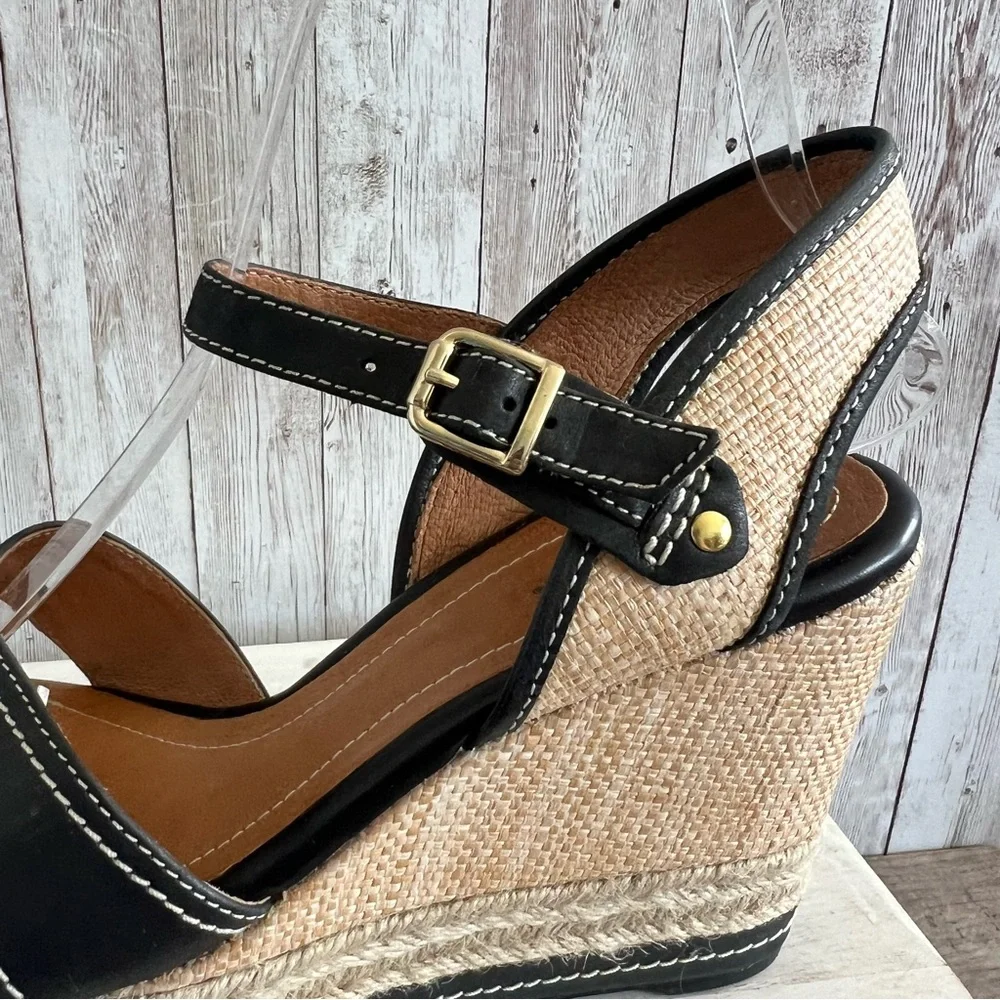 Clarks Amelia Air Black and Natural Espadrille Wedge Sandals 8.5 - Picture 3 of 9